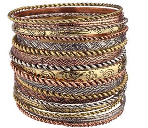 Lux Accessories Mixed Metal Aztec Multi Bangle Set of 19