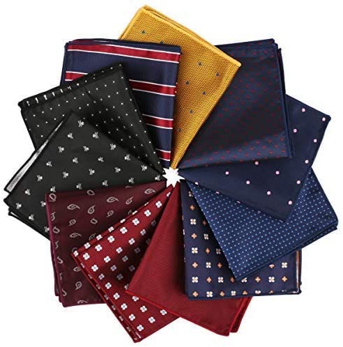 Driew Men Suit Pocket Square Handkerchiefs with Assorted Pattern