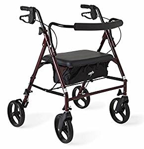 Medline Heavy Duty Bariatric Mobility Rollator with 8” Deluxe Wheels
