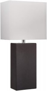 Elegant Designs LT1025-BLK Genuine Leather Table Lamp